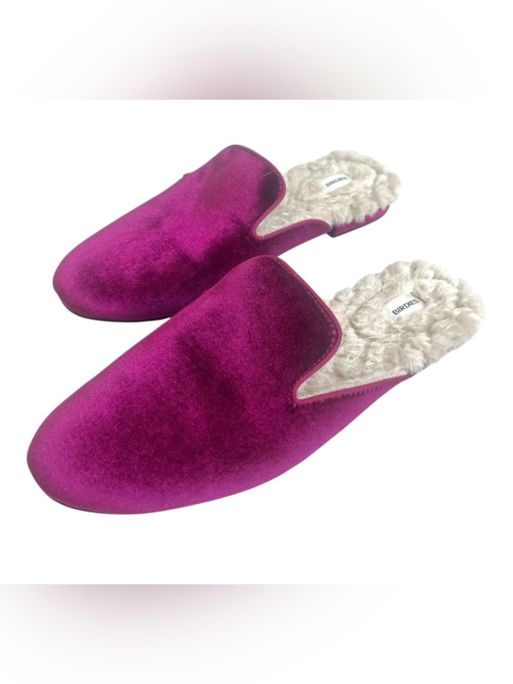 Birdies Magenta Velvet Shearling-Lined Mule Slippers Size 8.5